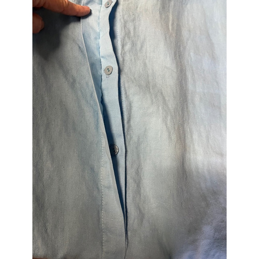 L'AGENCE Light Blue Linen‎ Maxi Shirt Dress Long Sleeve Button Down Size S/P - Picture 7 of 15
